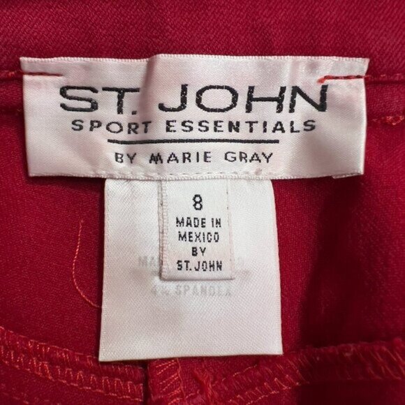 St John Straight Red Cotton/Spandex High Waist Pants /Jeans Women's 8 - Picture 8 of 9